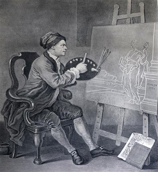 Hogarth, William - Works, folio, contemporary half morocco, front joint split away but attached at rear